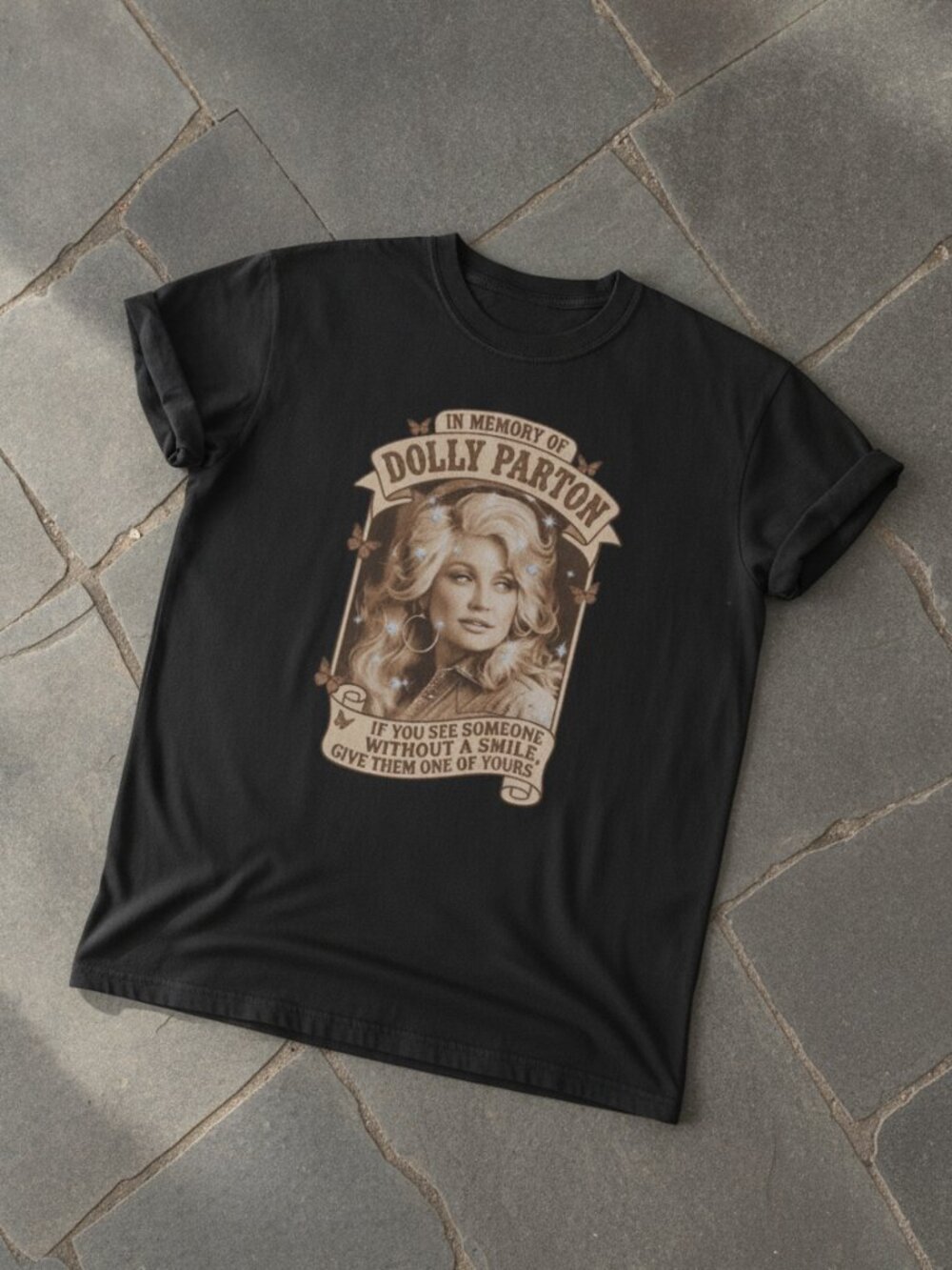 In Memory of Dolly Parton Graphic Tee | Country Music Tribute Black T-Shirt